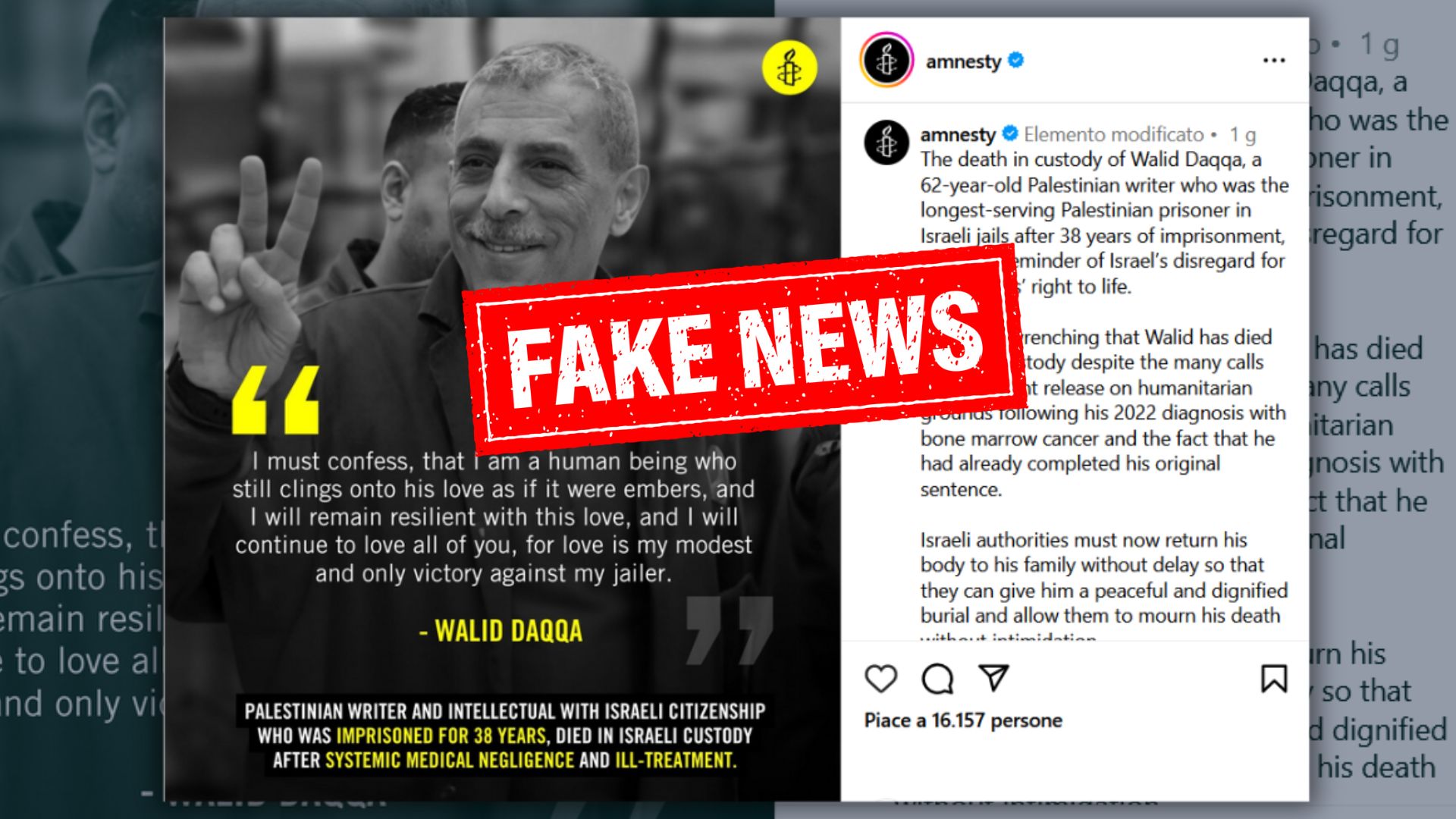 Amnesty's big hoax about the Palestinian who died in prison