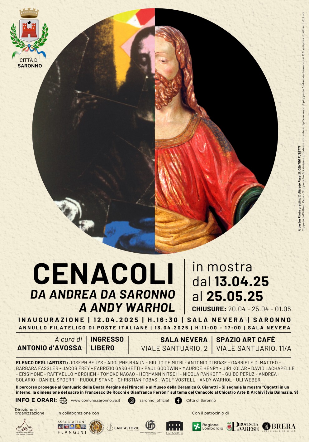 Cenacles. From Andrea da Saronno to Andy Warhol. Masterpieces in an exhibition scattered in Saronno. The event for Jubilee 2025. - Carlo Franza's blog