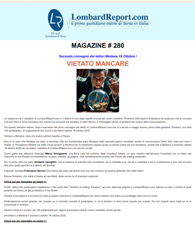 (Magazine) Lombardreport returns to meet his readers live! Free event, find out more. - Emilio Tomasini's blog