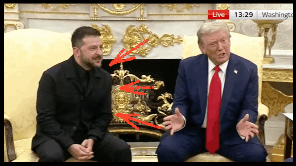 The detail on the chosen dress in front of Trump