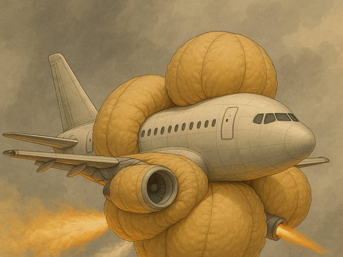 Airbag, fluids and reverse push: so a "giant popcorn" can save from the air disaster