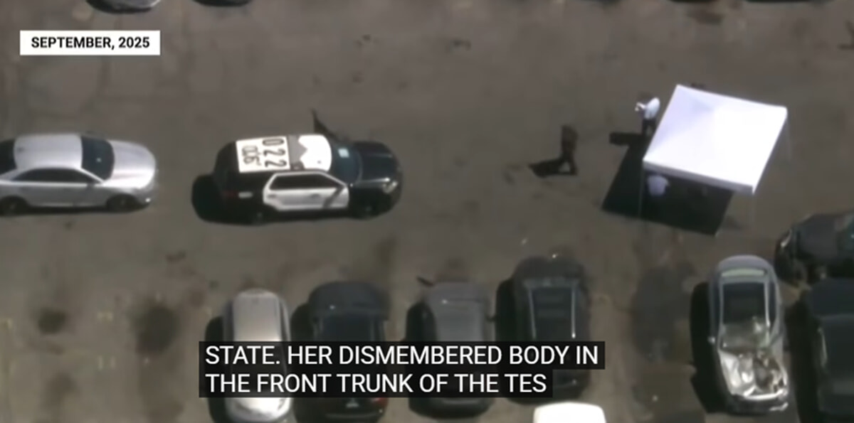 The police during the search of the car. Photo from NBC News video