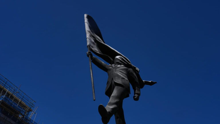 The mysterious statue signed "Banksy" appeared in the heart of London