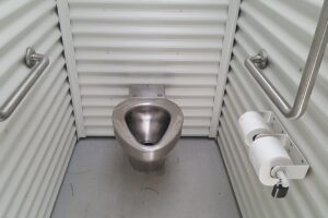 The dirtiest surface in a public bathroom is not the toilet seat