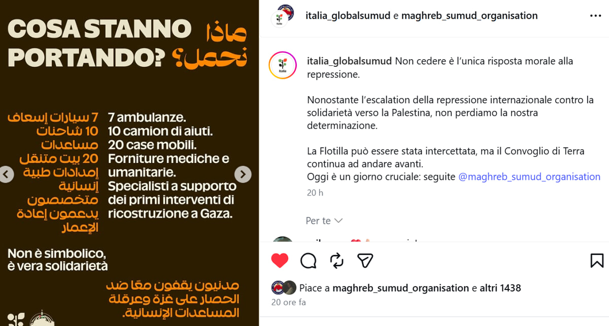 Posts released by the social channels of the Flotilla and the Maghreb Sumud Organization Posts disseminated by the social channels of the Flotilla and the Maghreb Sumud Organization