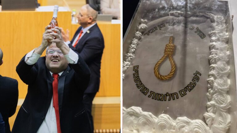 Ben Gvir and the birthday cake with the noose to celebrate the death penalty for Palestinian terrorists: "Dreams come true"
