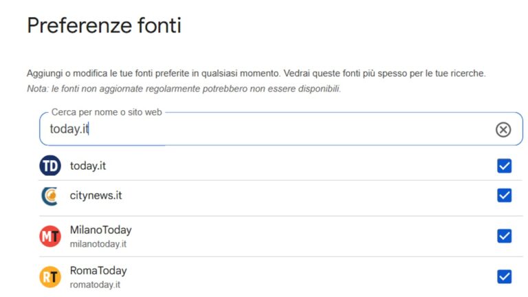 Google launches "favorite sources", here's how to add Today.it to your front page