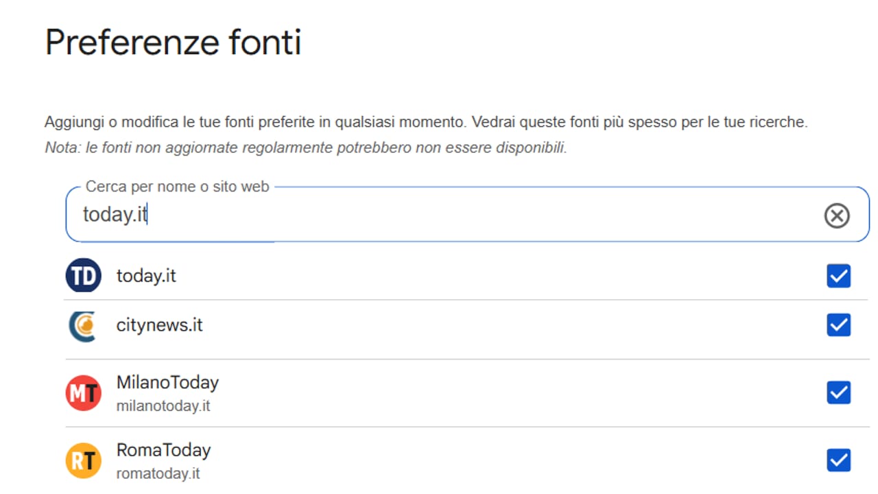 Google launches "favorite sources", here's how to add Today.it to your front page