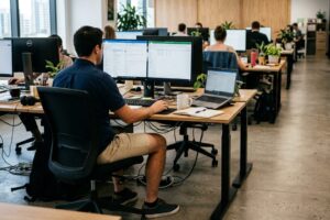 At the office in shorts to save on air conditioning, but protests break out over leg hair
