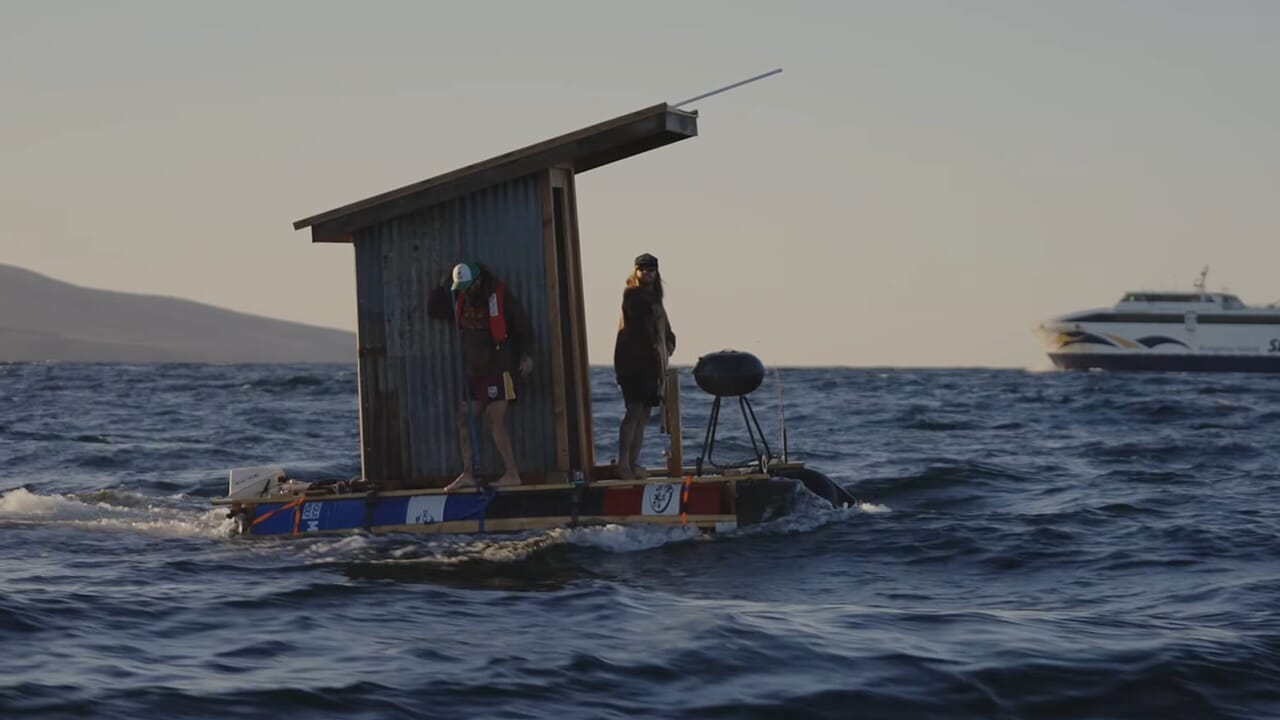 Is the ferry too expensive? To get to the island they build a raft (with toilet and barbecue)