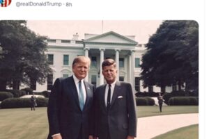 Trump goes wild with AI: Saves Washington from cliff and poses with JFK
