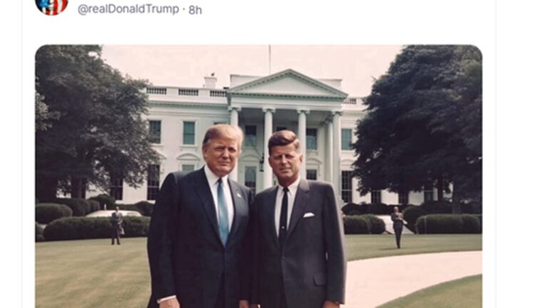 Trump goes wild with AI: Saves Washington from cliff and poses with JFK