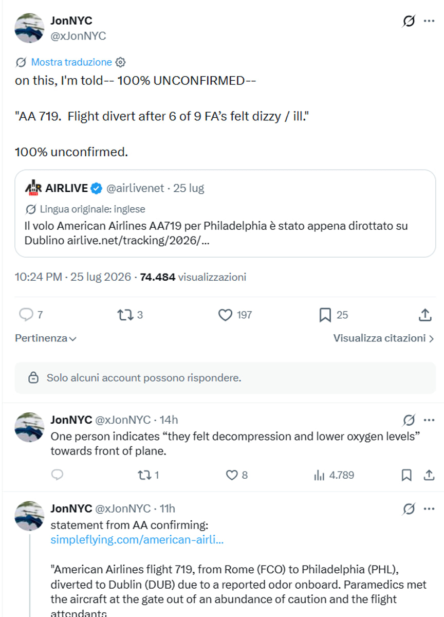 American Airlanes flight diverted to Dubino