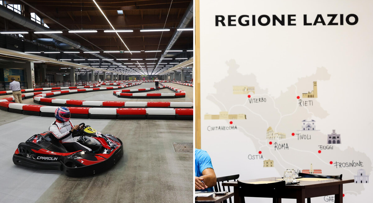 Some spaces, such as the go-kart track, inside Grand Tour Italia (photo LaPresse) interiors-grand-tour-photo-lapresse
