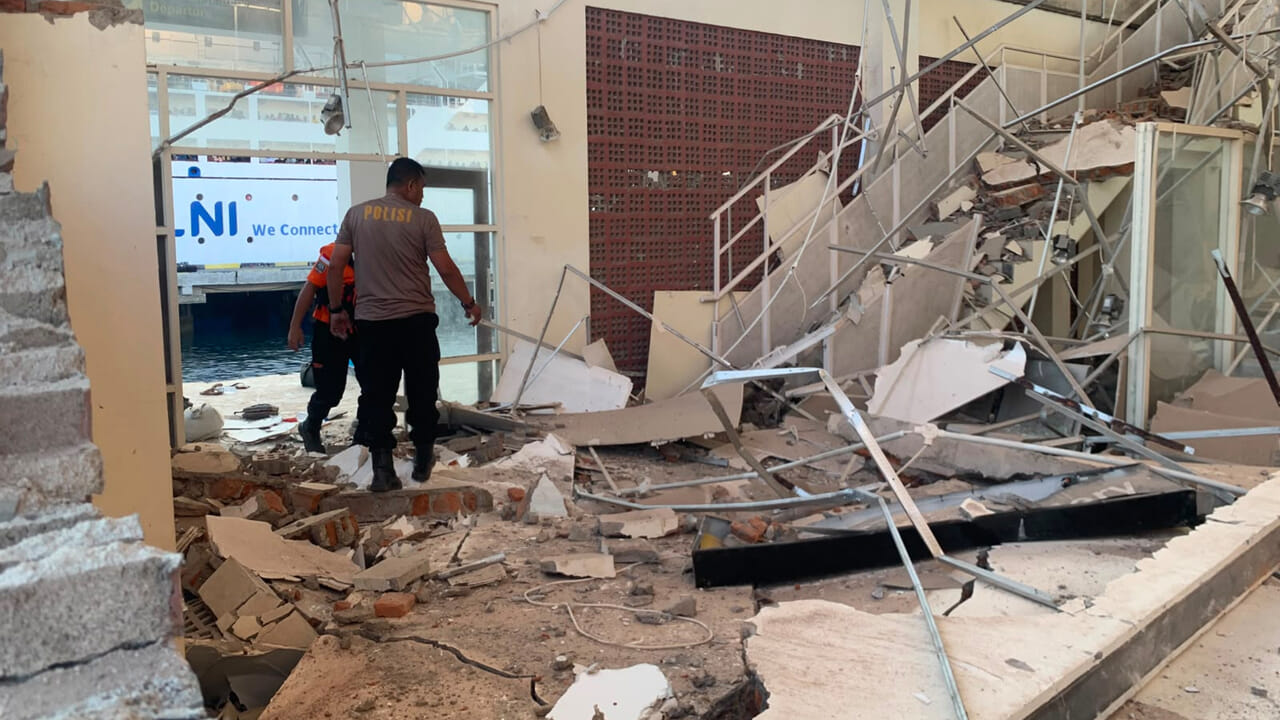 In Indonesia the 7.7 magnitude earthquake damaged hundreds of buildings