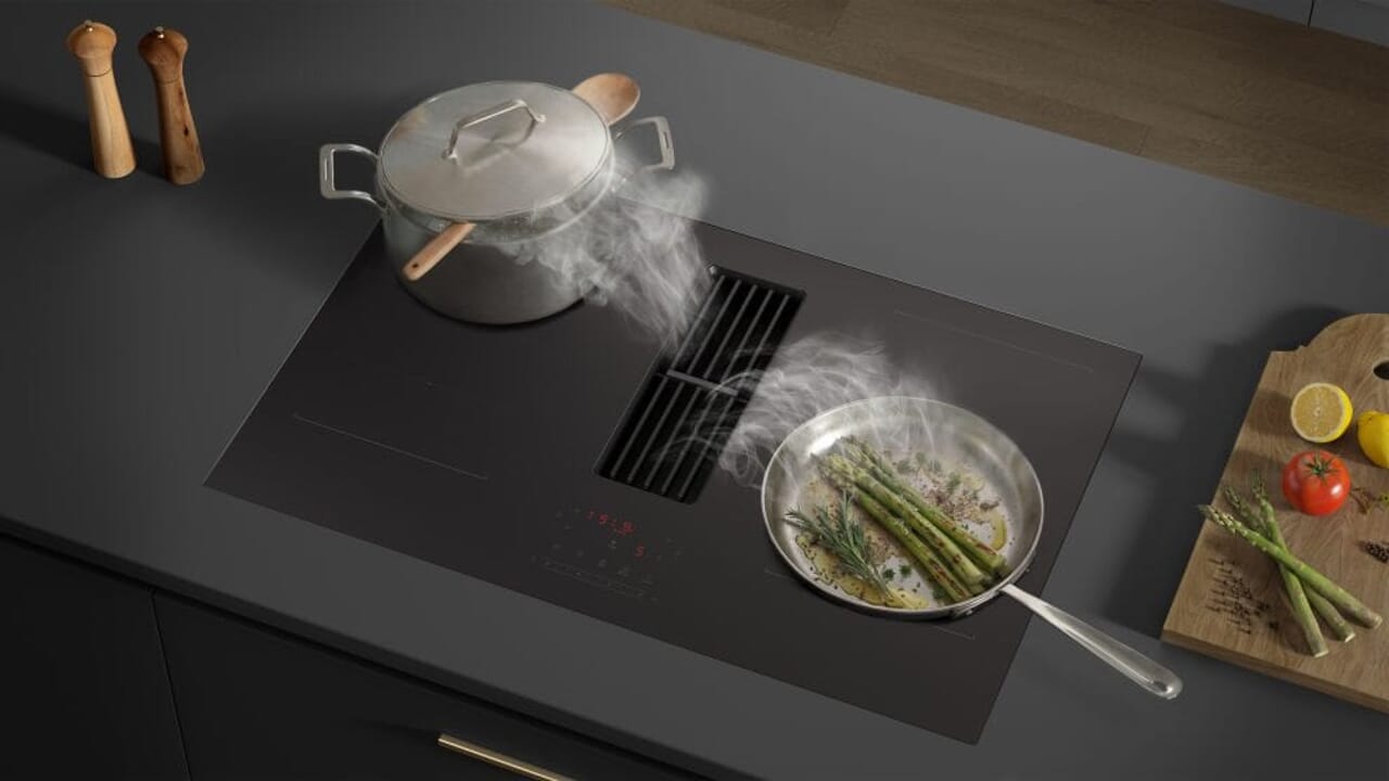 From Samsung an advanced and very expensive induction hob with integrated hood