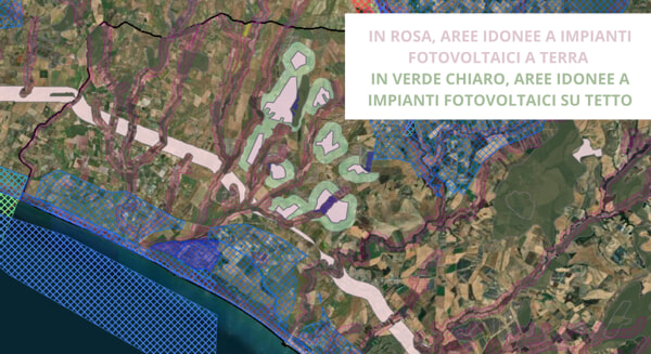 Mapping of suitable areas in the Montalto di Castro area (Ministry of the Environment, Energy Services Manager) Montalto-di-castro-gse-area-map