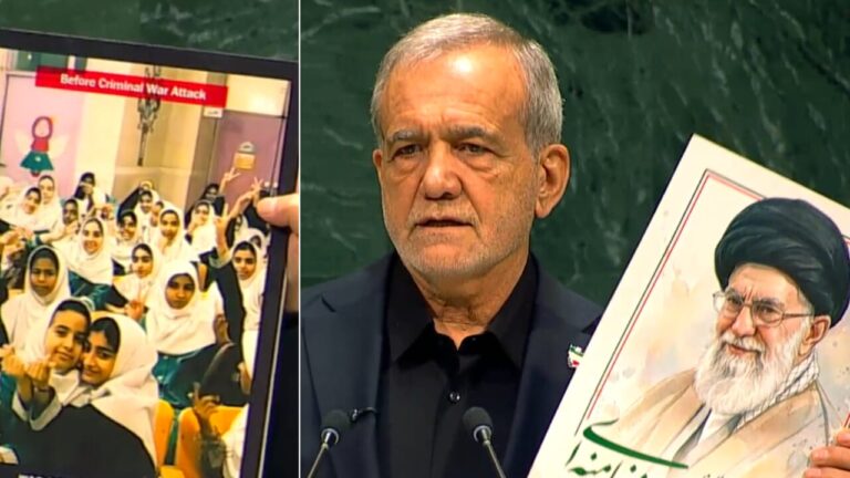 Pezeshkian at the UN shows the photo of the girls killed in a bombing: "We are victims of terrorists". The United States leaves the chamber