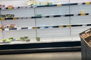 Empty shelves in supermarkets due to protests against high fuel prices