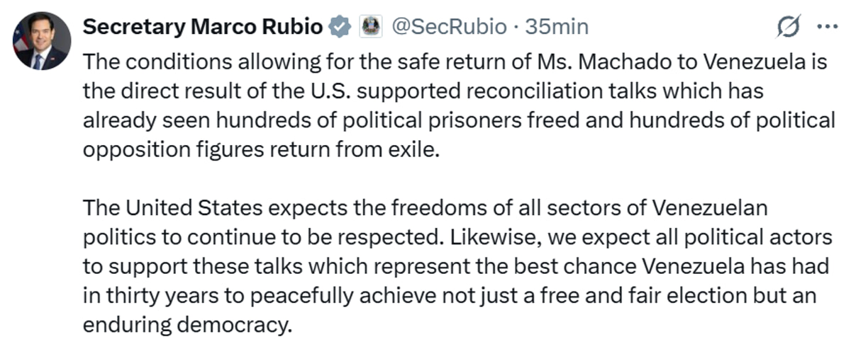 Rubio's post marco-rubio-post-x-machado