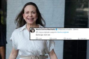María Machado returns to Venezuela after almost a year of exile, the announcement on social media: “I am here with you”