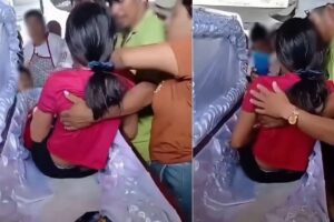 She faints in the car on the way to the hospital, is left for dead and placed in a coffin. He wakes up after 8 hours